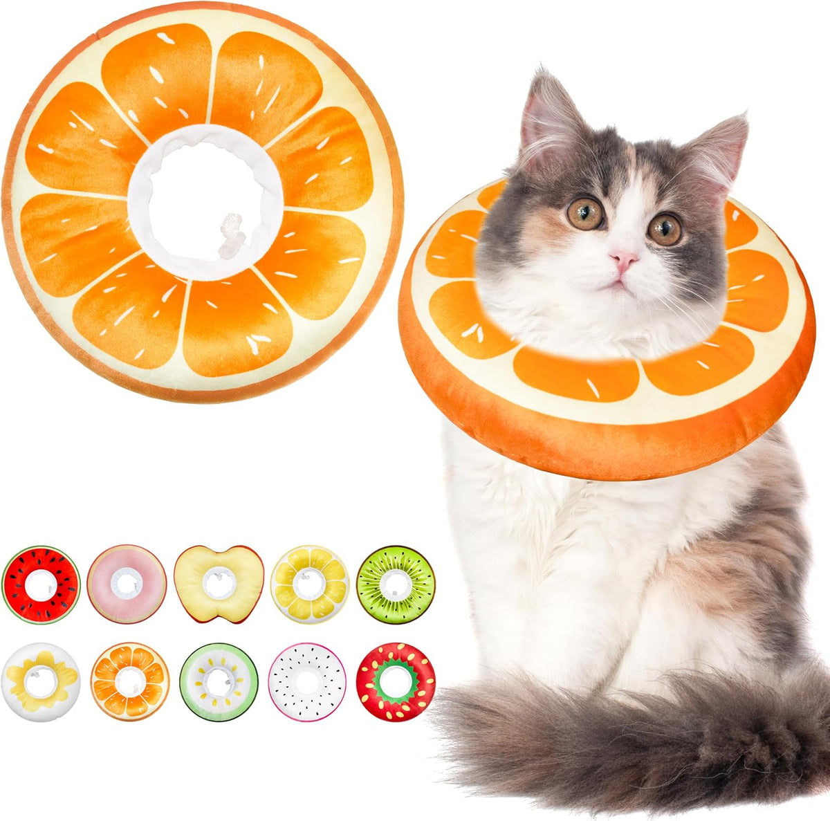 Cat Cone Collar Soft, Adjustable Cat Recovery Cone (Orange, L)