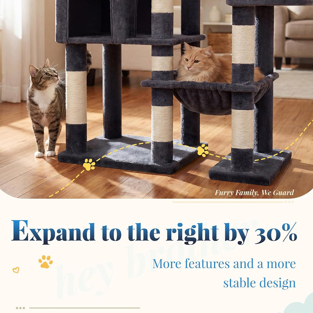 Hey-brother Cat Tree Tower, Wide Base, 5 Platforms for Multi-Cats, MPJ074G
