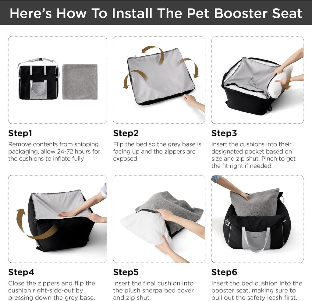 Lesure Dog Car Seat for Small Dogs,Booster Car Bed for Puppy Under 25lbs