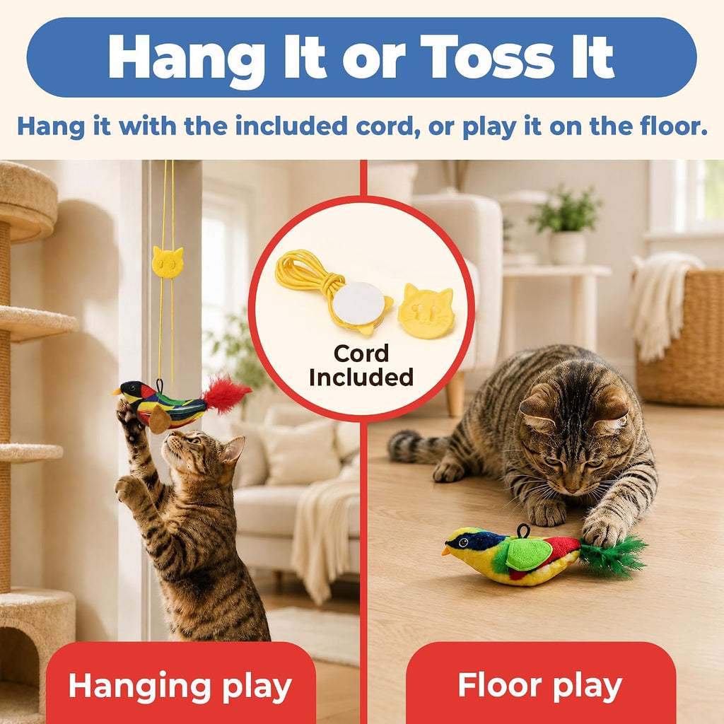 HA SHI 12 Pcs Chirping Bird Cat Toy, Hanging Cat Toy with Catnip