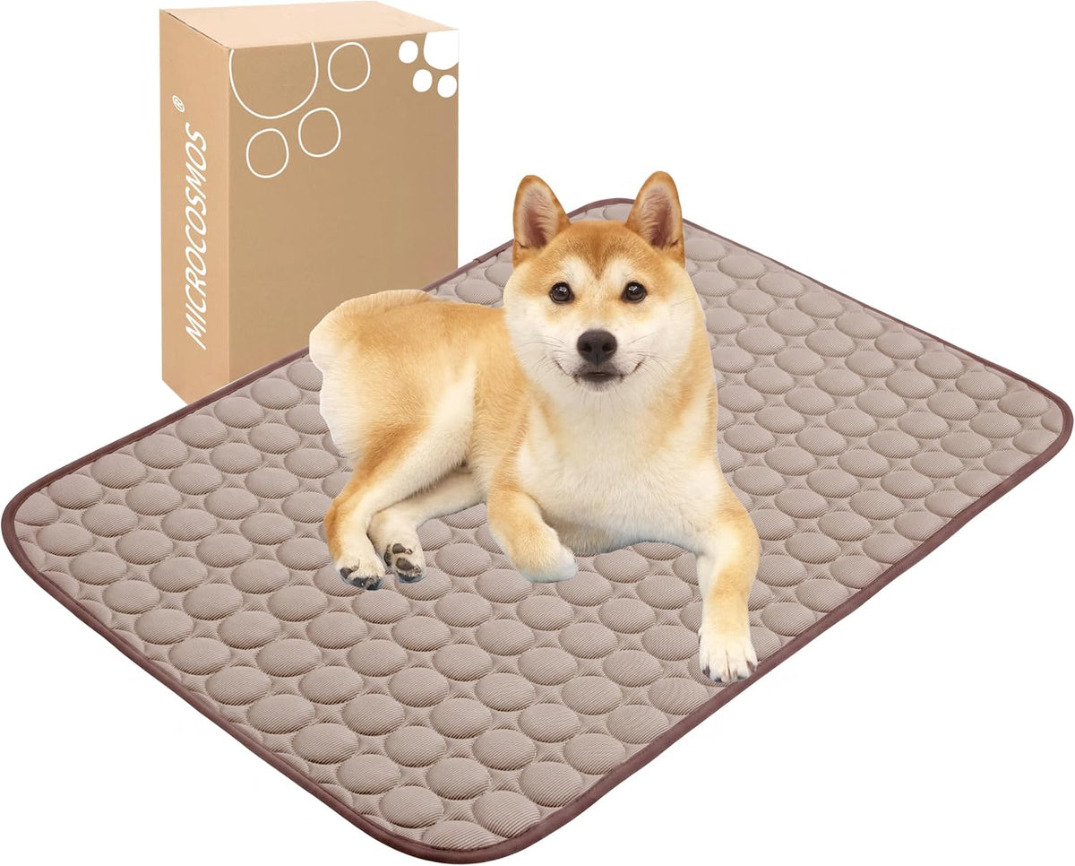 MICROCOSMOS Summer Cooling Mat & Sleeping Pad- Water Absorption Top, Materials Safe, Easy Carry, EZ Clean. Keep Cooling for Pets, Kids and Adults.(Brown, 36" x24")