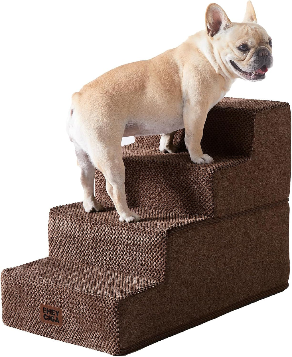 EHEYCIGA Dog Stairs for Bed 18" H, 4-Step Dog Steps for High Bed, Brown