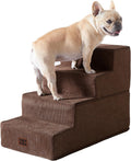 EHEYCIGA Dog Stairs for Bed 18" H, 4-Step Dog Steps for High Bed, Brown