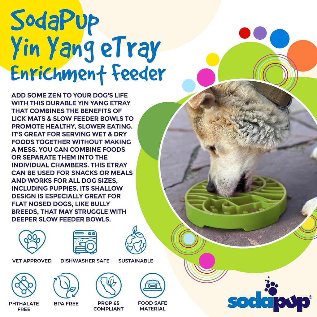 SodaPup Yin Yang eTray – Durable Enrichment Feeder Made in USA from Non-Toxic, Pet-Safe, Food Safe Material for Mental Stimulation, Calming, Slowing Down Eating, Healthy Digestion, & More