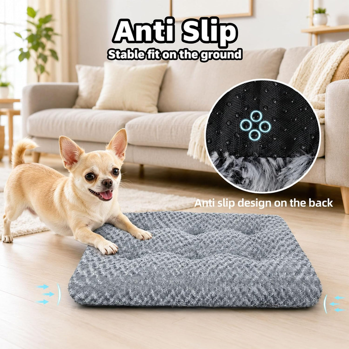 Dog Bed Small Size, Plush Washable Pet Bed Mat, Dog Crate Bed 17"x14"