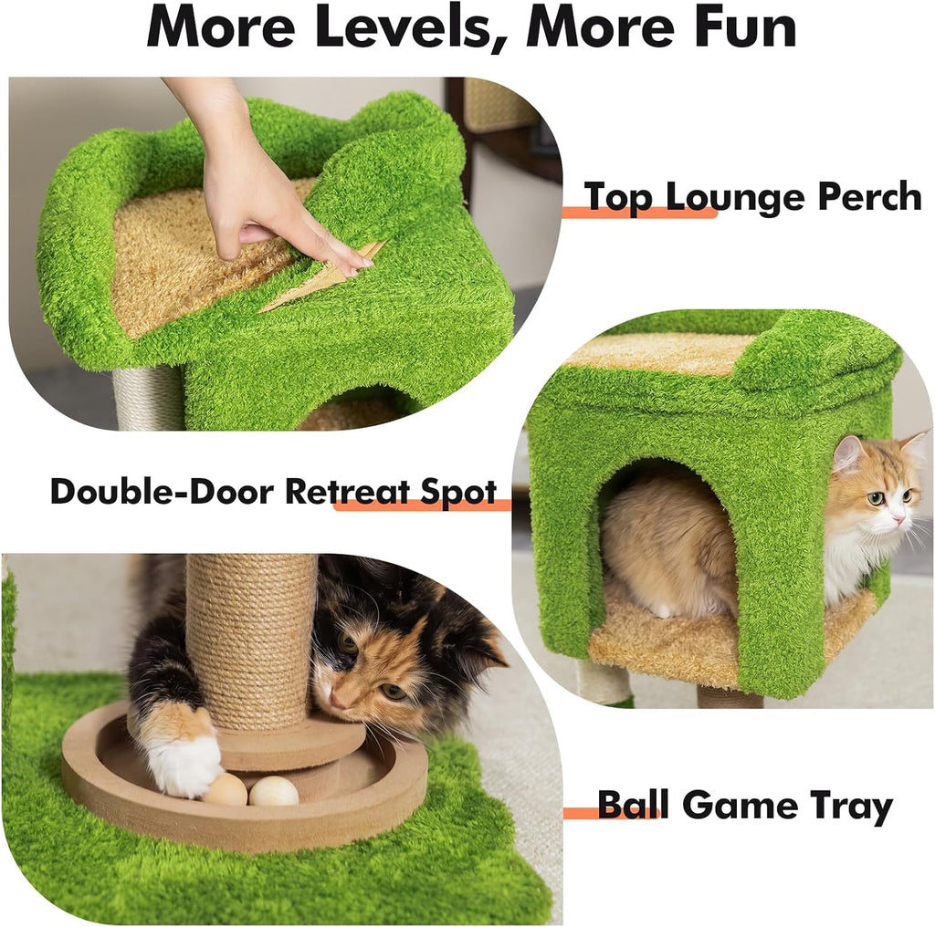 WOOCHPET Cat Tree with Sisal Scratching Posts and Cat Toys for Indoor Kittens