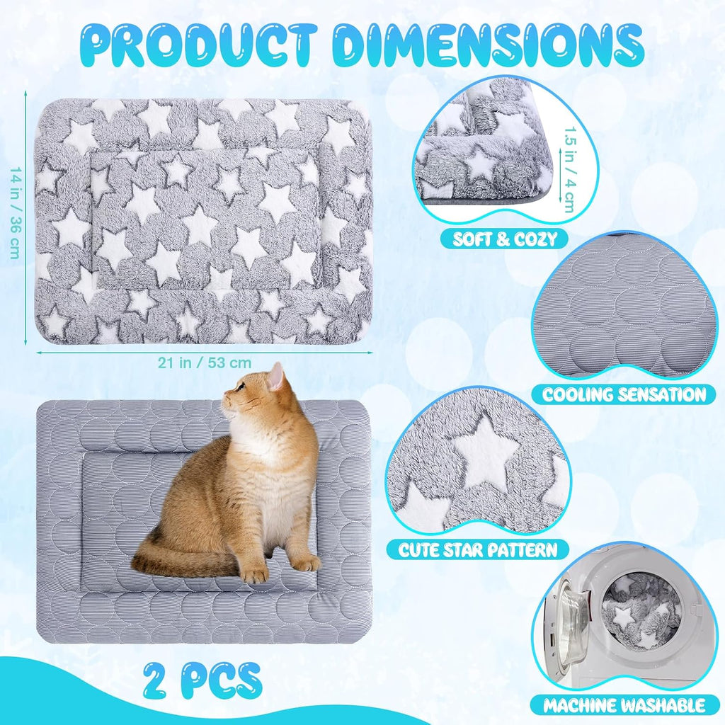 VitalCozy 2 Pcs 14" X 21" Self Warming Cat Pet Mat, Star, Gray