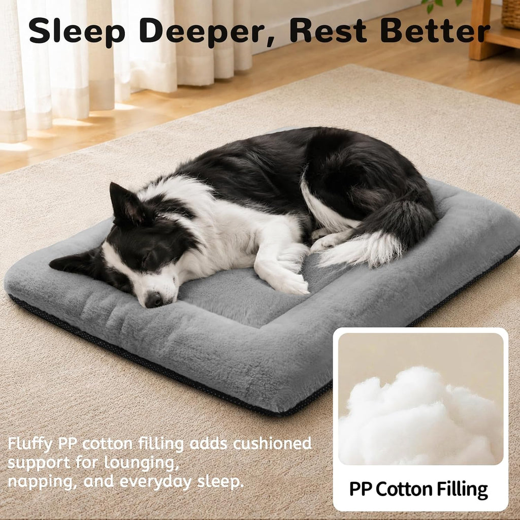 Dog Crate Pad, Washable Cozy Dog Bed Mat for Large Dogs 48"x30", Gray