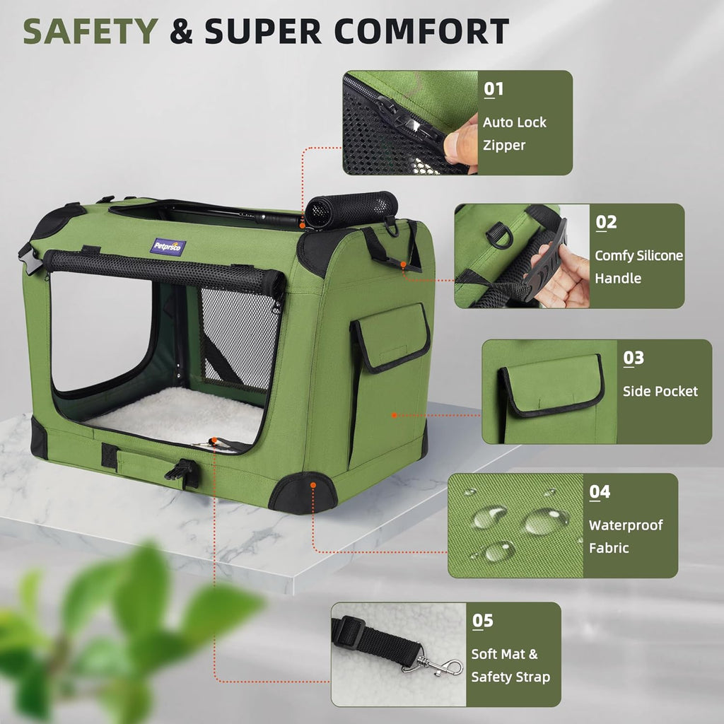 Petprsco Large Cat Carrier for 2 Cats/Small Dogs 24"x17"x17" for Car Travel