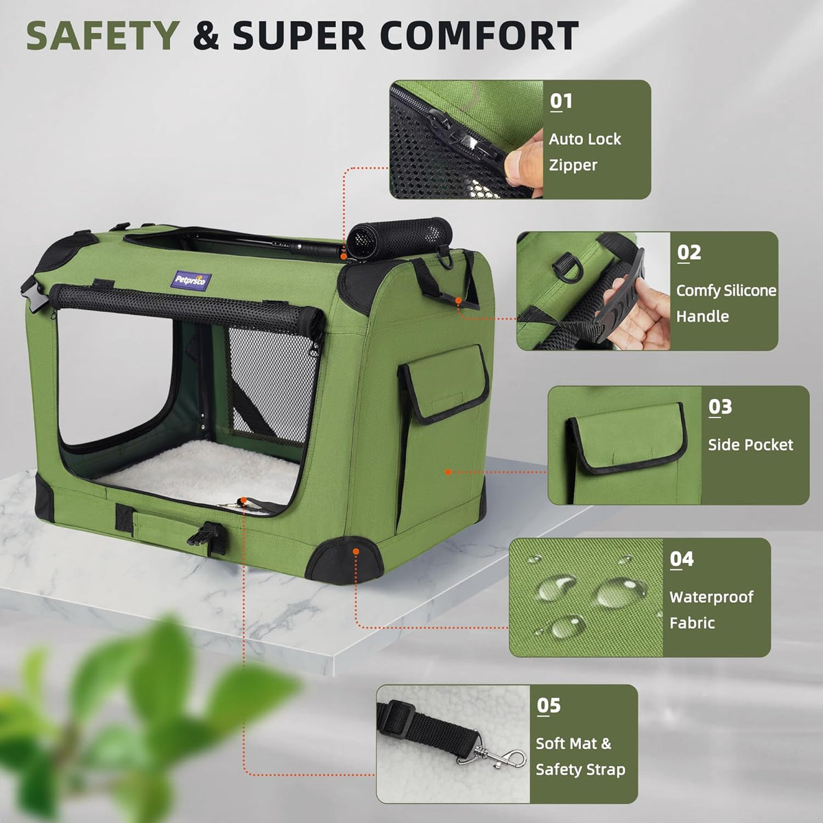 Petprsco Large Cat Carrier for 2 Cats/Small Dogs 24"x17"x17" for Car Travel