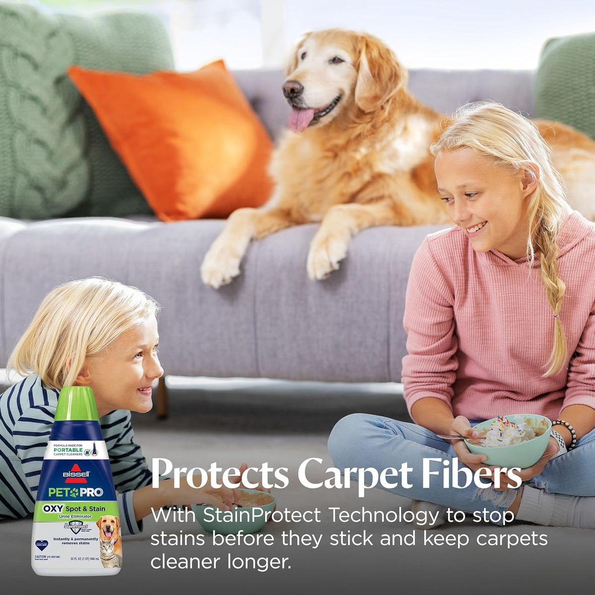 Bissell PET PRO OXY Spot & Stain Formula for Portable Carpet Cleaners, 32 oz., 2034