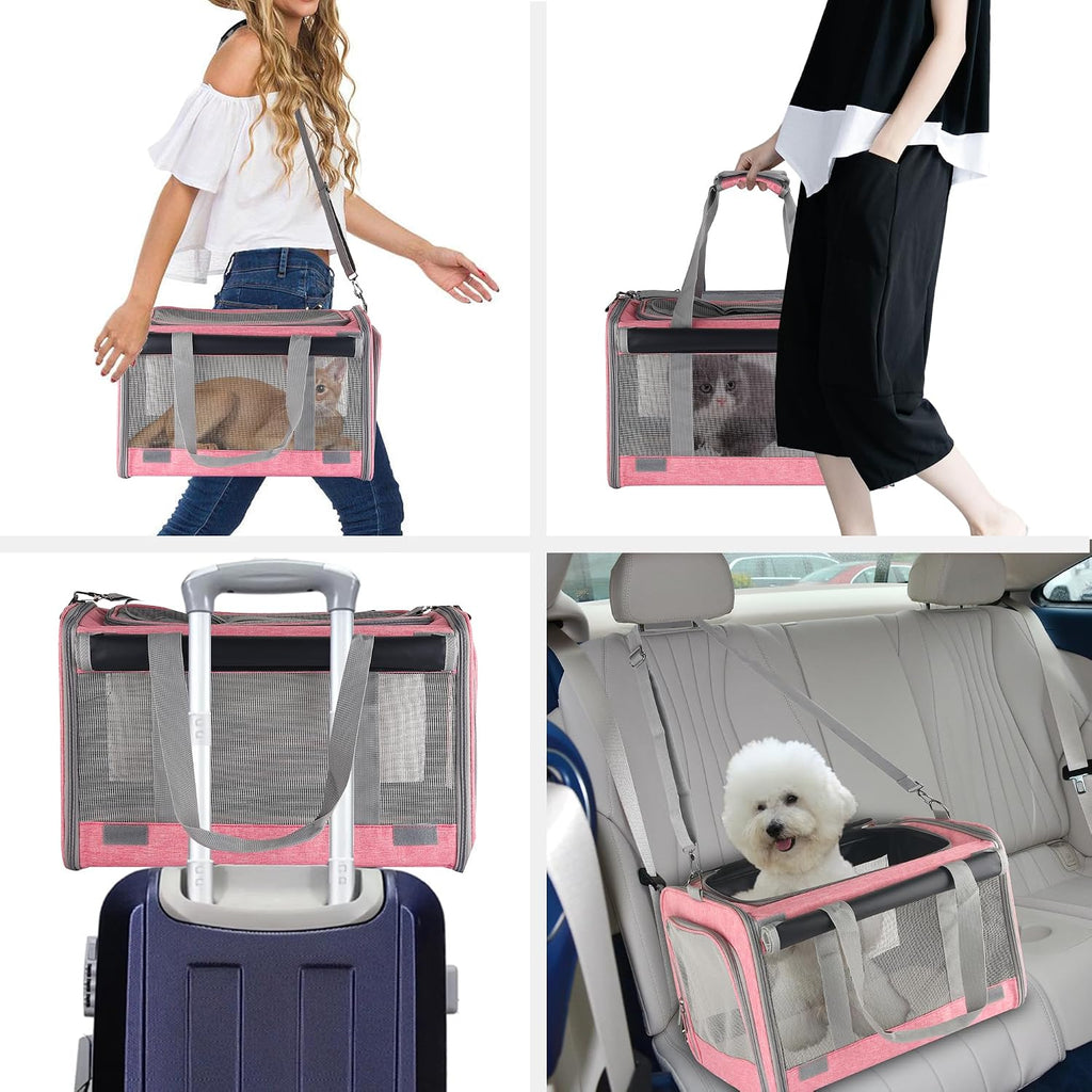 Dog & Cat Soft-Sided Carriers - Large, Travel Bag, Pink