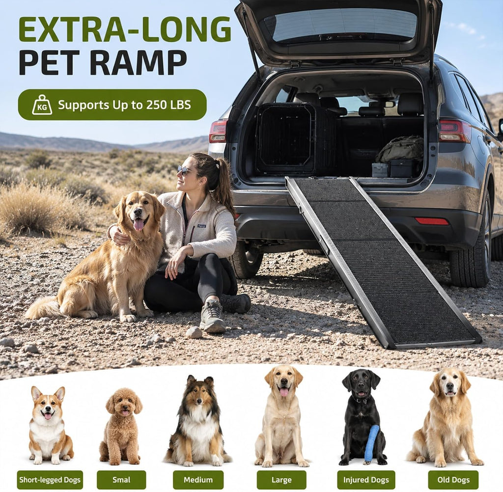 Dog Ramp for Cars SUV Truck 63" x17.3" Foldable up to 250LBs