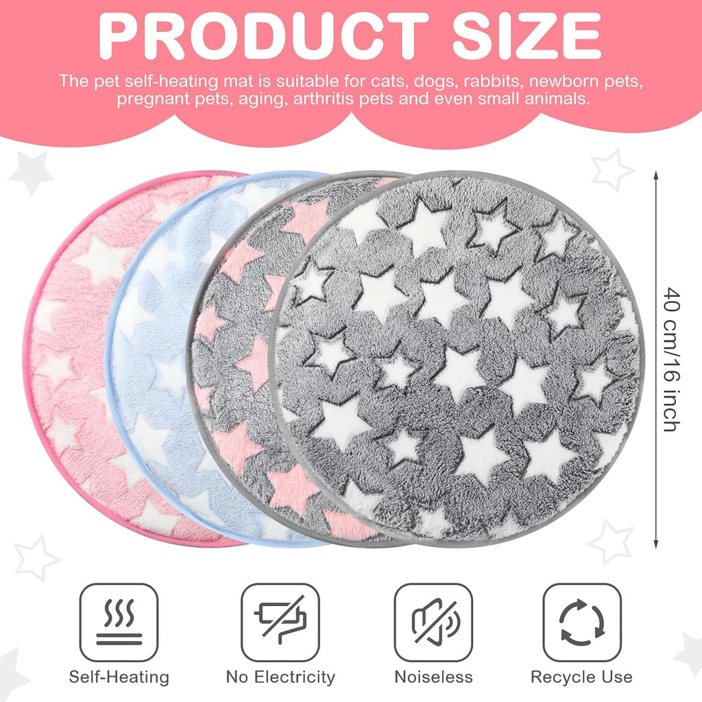4 Pack Self Heating Cat Pad Self Warming Dog Mat, Star, 16 x 16 Inch