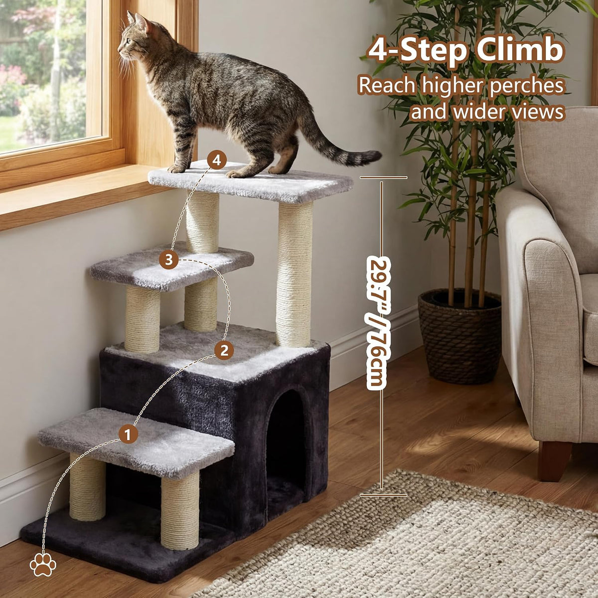 Heybly Cat Scratching Post, Pet Steps for Indoor Cats and Dogs, HSP002SGW