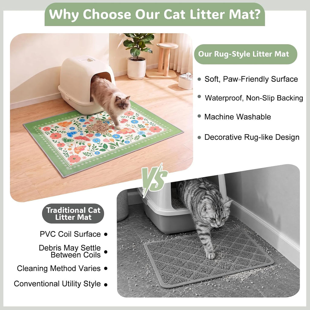 Bienbee Cat Litter Mat, 2 Pack 33" x 22" Machine Washable for Litter Boxes