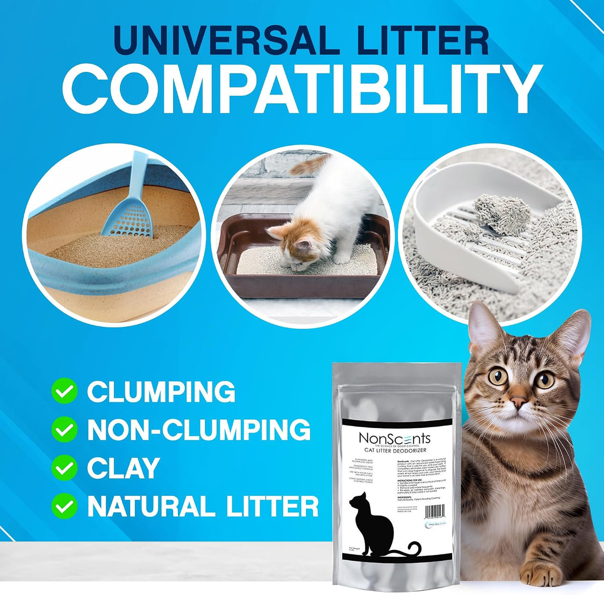 Nonscents Cat litter Deodorizer - Odor Eliminator - 8 Pound Bag