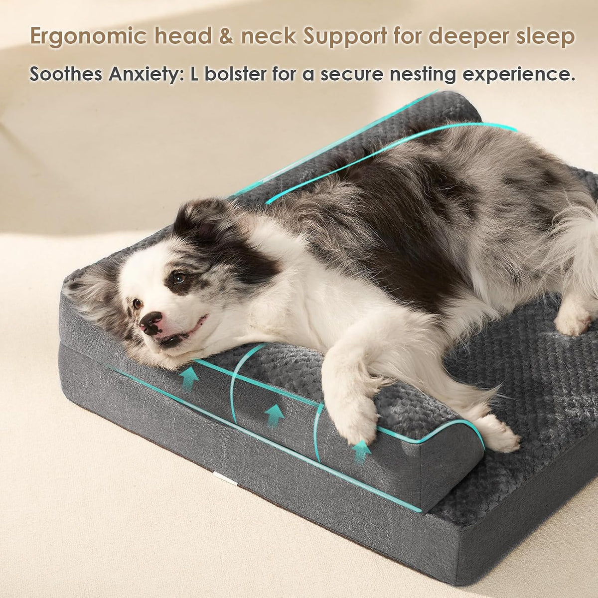 EHEYCIGA Memory Foam Dog Bed Large Size Dogs, Orthopedic Dog Bed Large with Washable Removable Cover, Waterproof Pet Sofa Couch with Nonskid Bottom, 36x27x6, Dark Grey