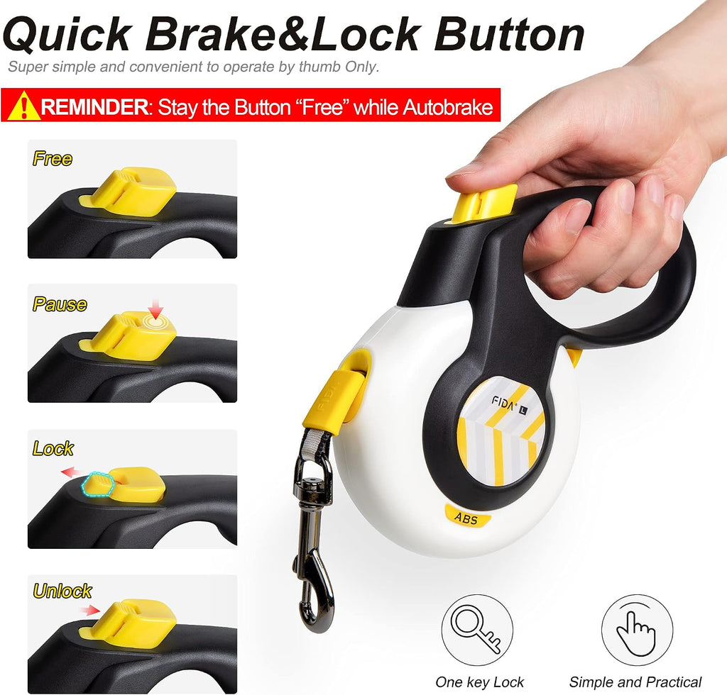 Fida AutoBrake Heavy Duty Retractable Dog Leash, 16 ft, for Strong Pullers