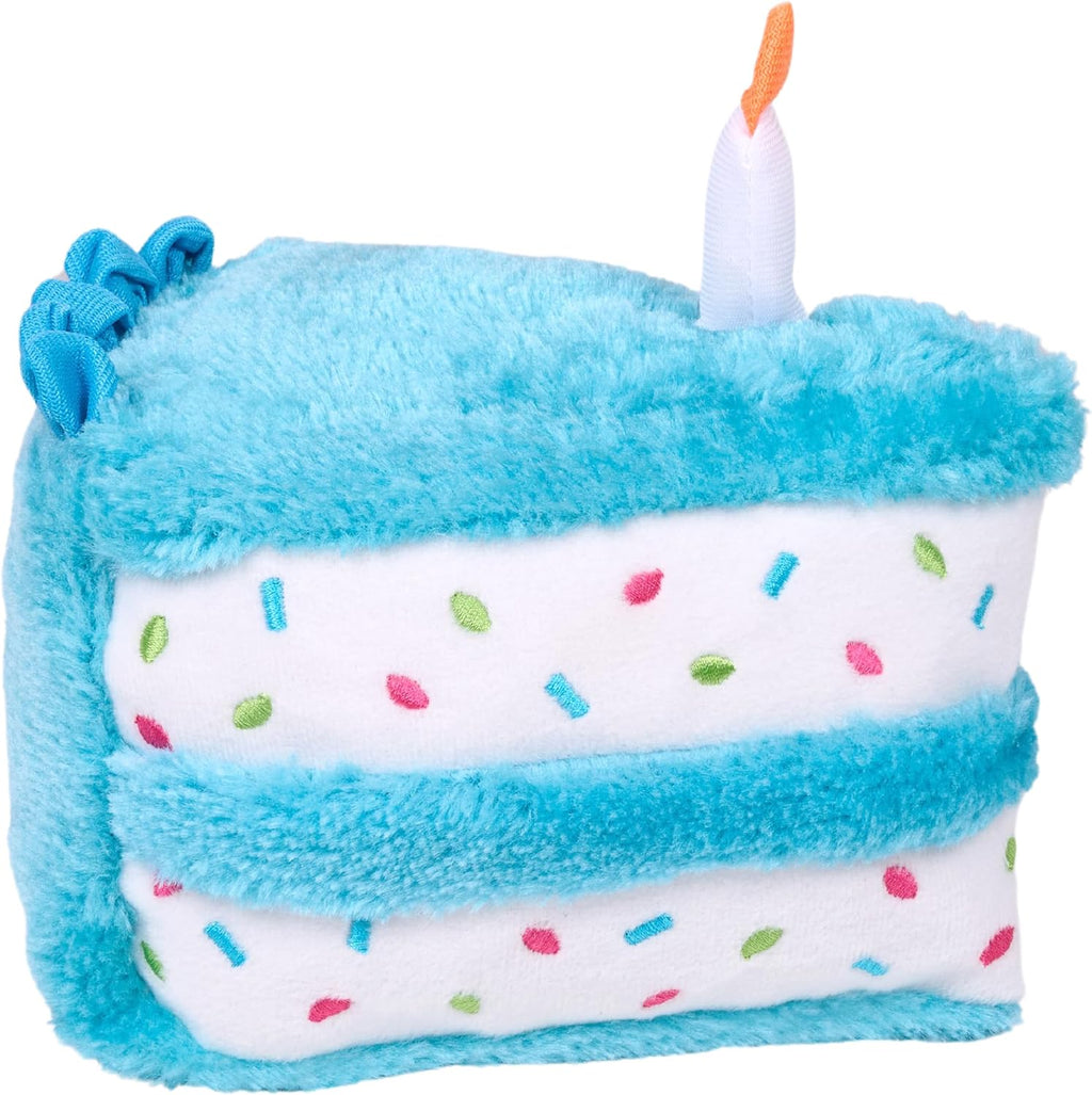 ZippyPaws Birthday Cake Dog Squeaky Toys to Keep Them Busy - Blue