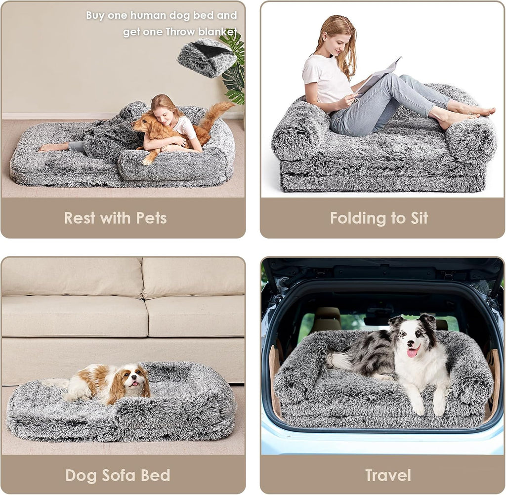 EHEYCIGA Foldable XXL Dog Bed for Large Sized Dog - 54x38x7.5, Faded Black