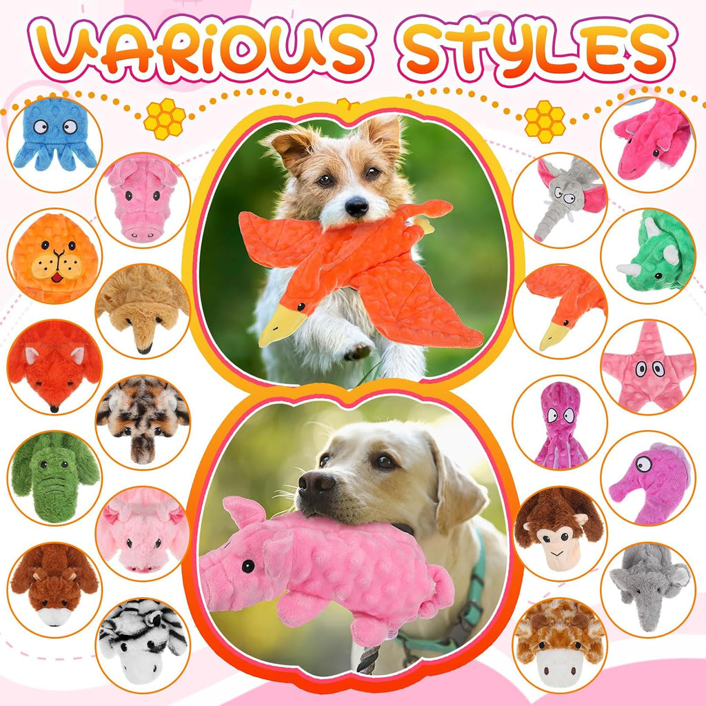Outus 20 Pcs No Stuffing Dog Squeaky Toys Bulk, Vivid