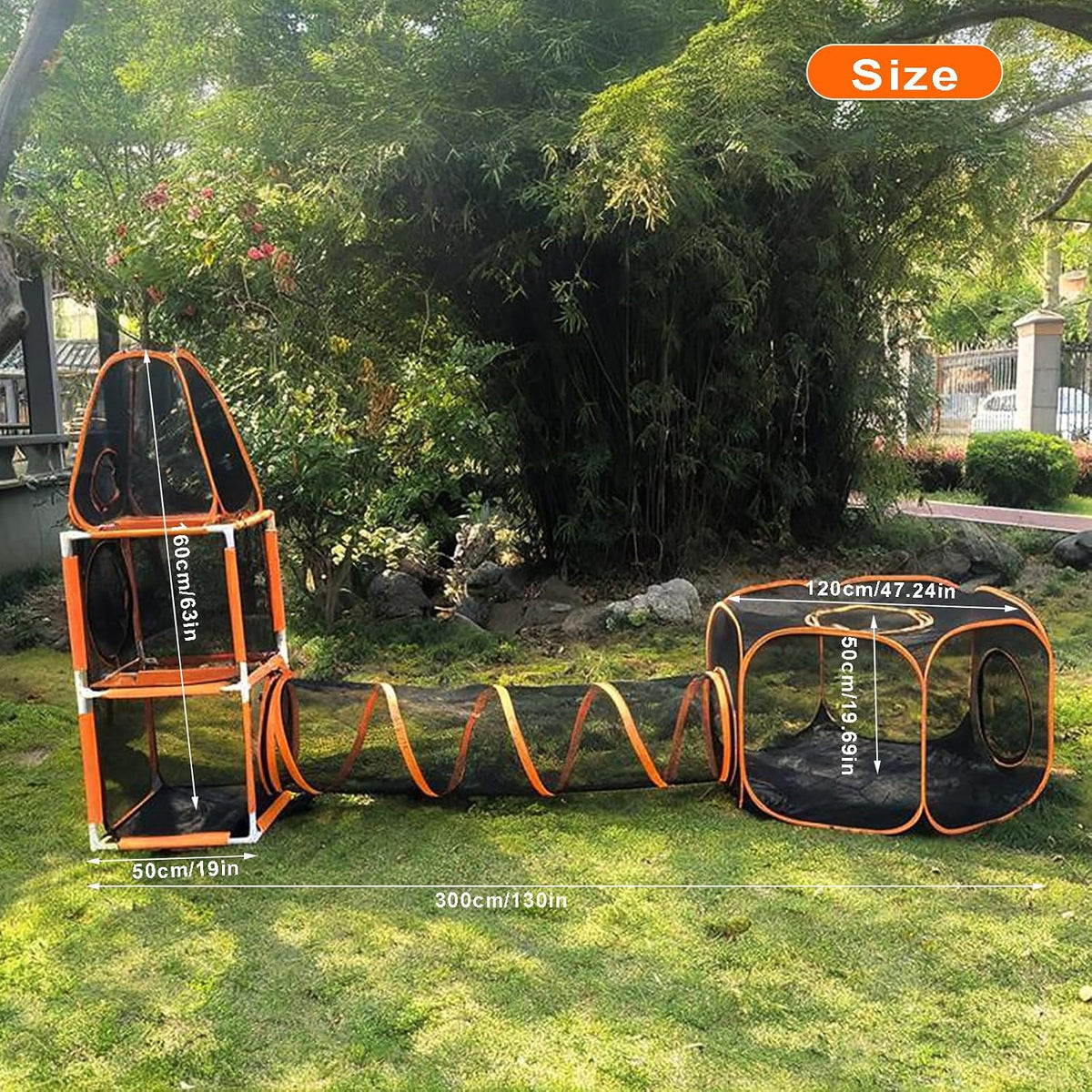 3 in 1 Cat Tent Tunnel 3-Level Climbing Tower with Tunnel Pet Play House Outdoor Large Foldable Cat Enclosure Puppy Playpens (3 in 1)