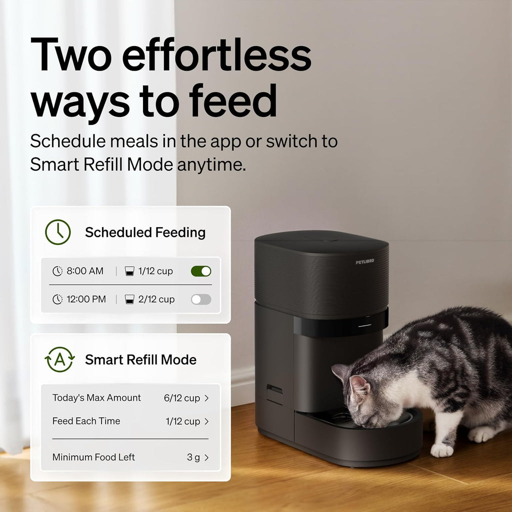 PETLIBRO Automatic Cat Feeder | Smart Scale Tracks Actual Food Intake, 5G & 2.4G WiFi, 5L Automatic Cat Food Dispenser with Low Food Sensor, Up to 10 Meals Per Day, Smart Refilling Mode, Granary 2