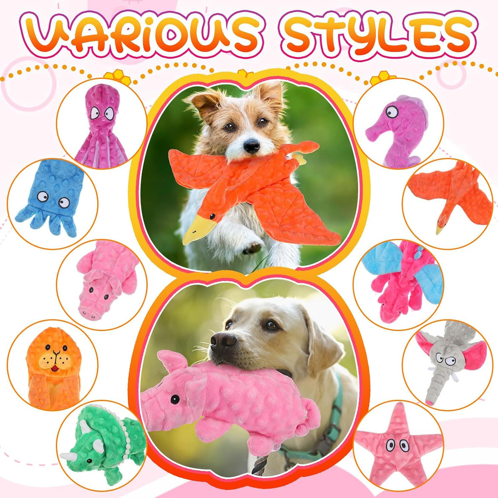 Sratte 10 Pcs Dog Squeaky Toys No Stuffing Crinkle Chewers,Assorted Style