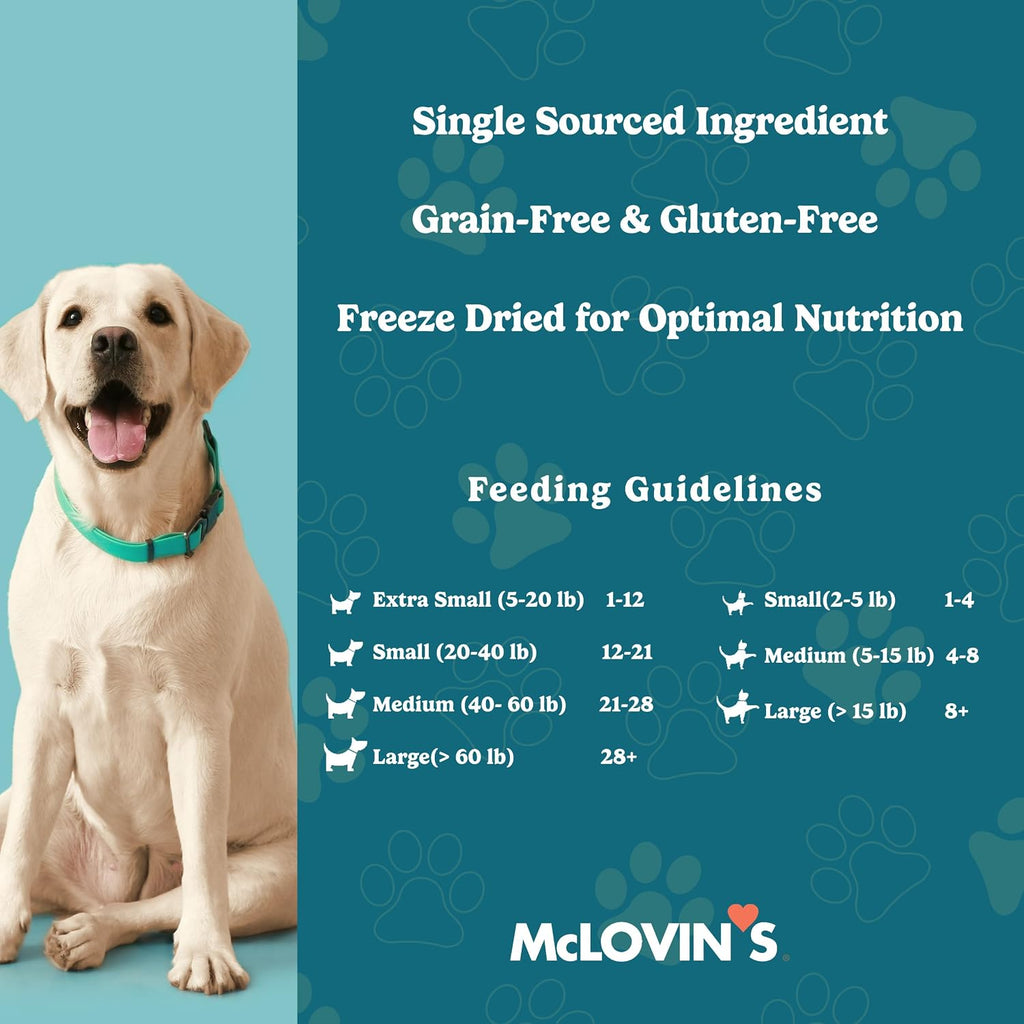McLovin's Freeze Dried Dog Treats & Toppers, Salmon Total 7.2oz, USA Made