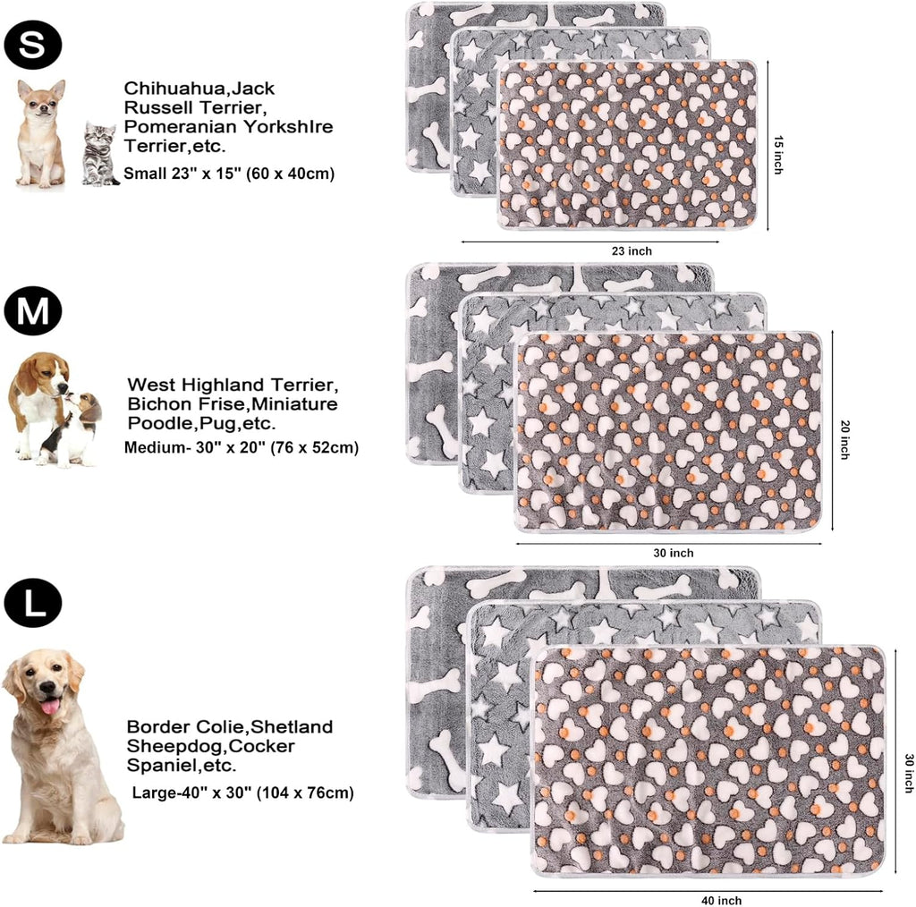 MIWOPET 3 Pack Fleece Pet Blankets Warm Bed Throw for Dogs & Cats 40x30in