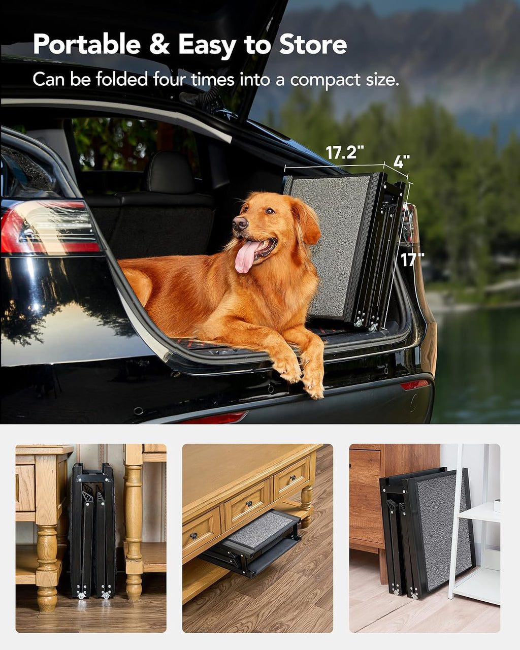 PetThem Dog Ramp for Car, 71" L × 19.7" W, Extra-Long Extra-Wide Foldable