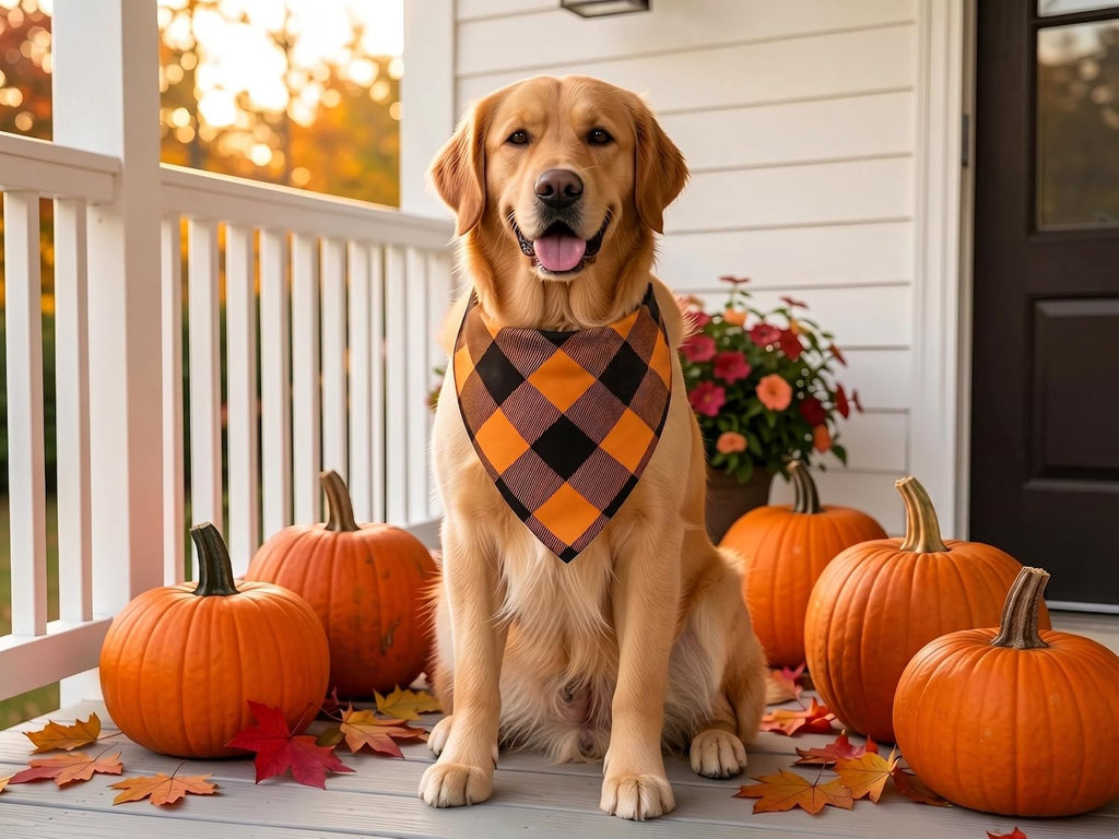 Fall Dog Bandanas 2PCS Halloween Pumpkin Spider Web Large Dogs