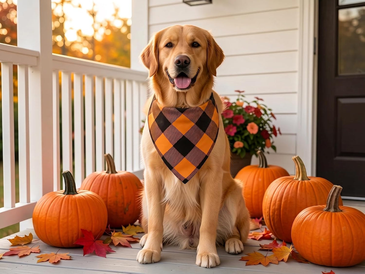 Fall Dog Bandanas 2PCS Halloween Pumpkin Spider Web XLarge Dogs