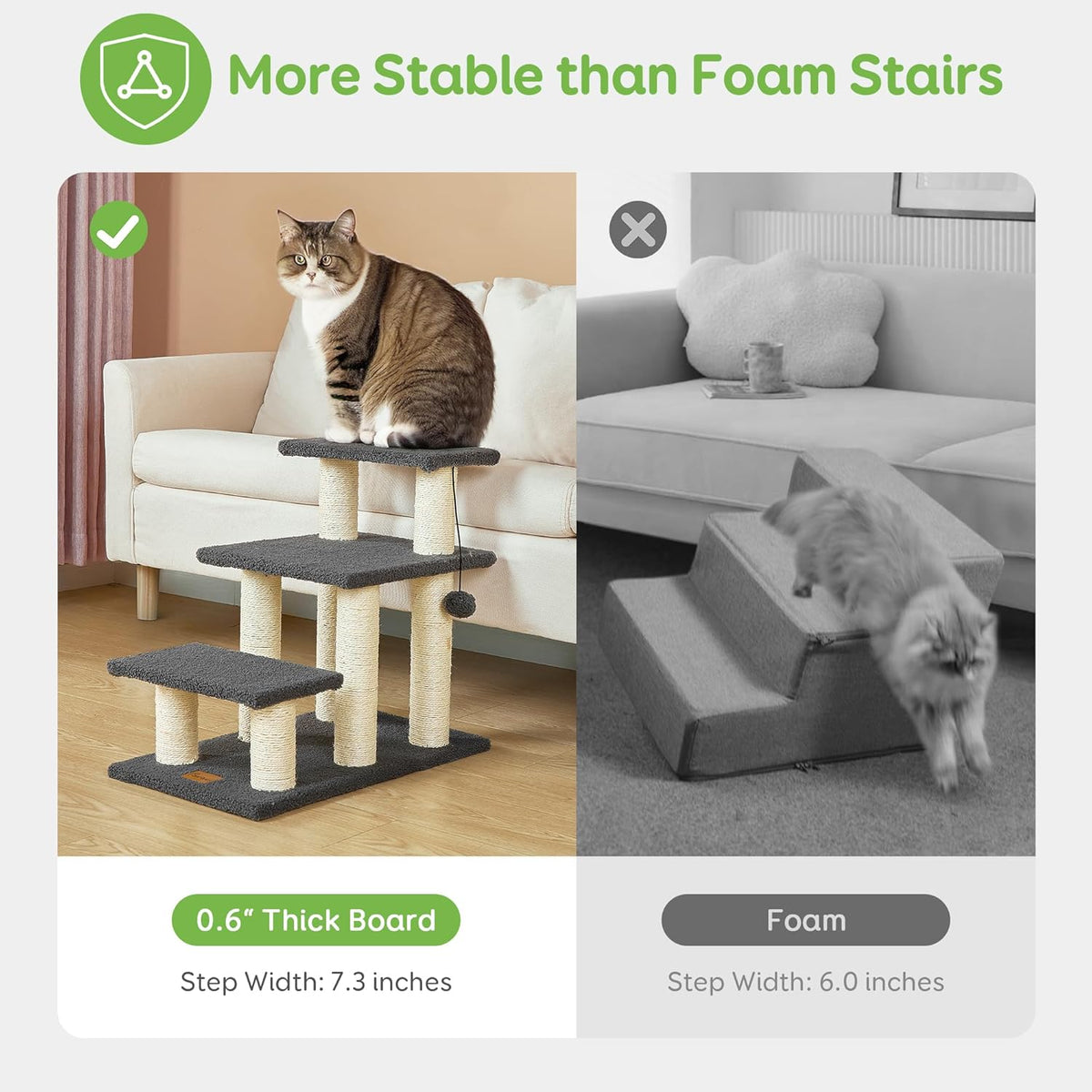 Pawque Dog Stairs & Cat Scratching Post Pet Steps for High Beds Couch
