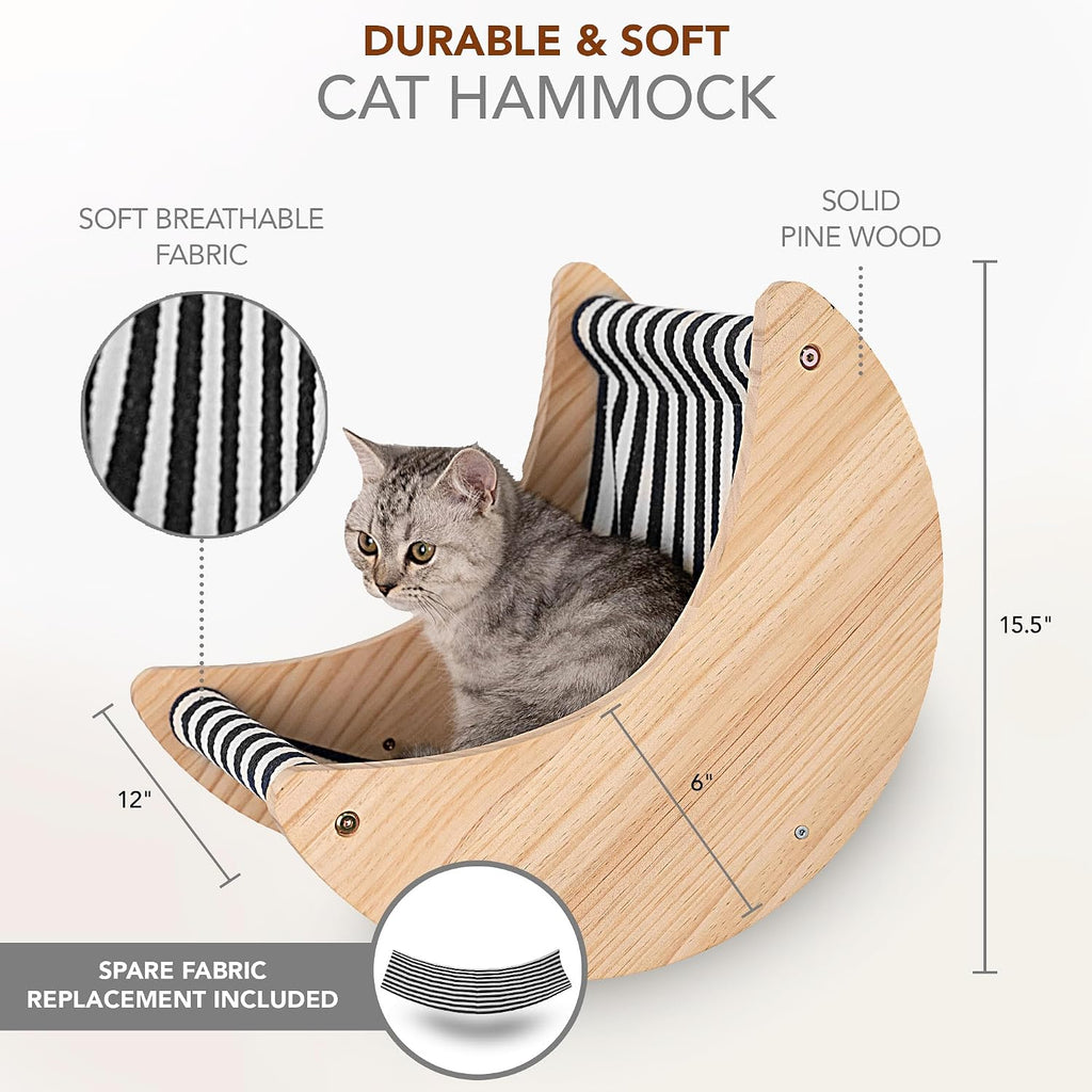 3-Pack Cat Wall Set – Hexagon House, Hammock & Steps + Spare Hammock Fabric
