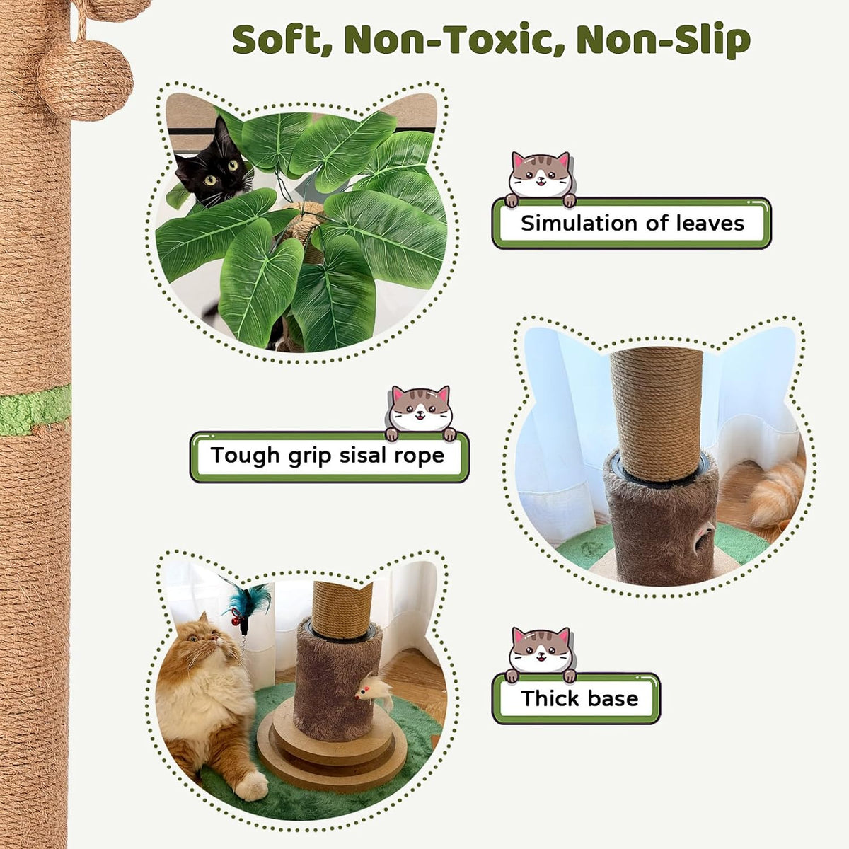 【Material Upgrade】 Famifit 50.8" Plant Cat Scratching Post, Tall Cat Tree