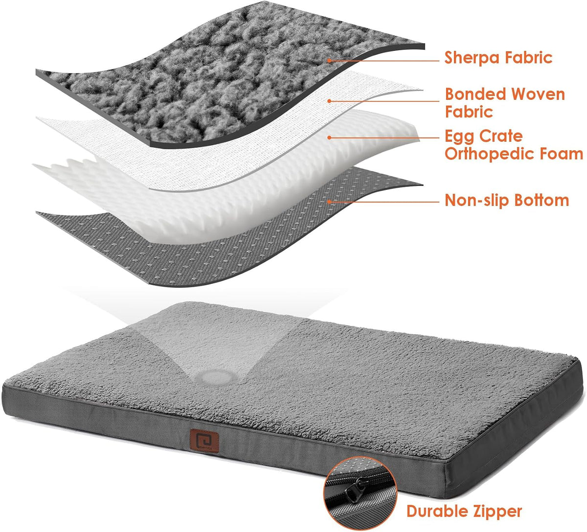 EHEYCIGA Orthopedic XL Dog Beds for Extra Large Dogs with Removable Washable Cover for Crate, Grey, 41x27 (Pack of 2)