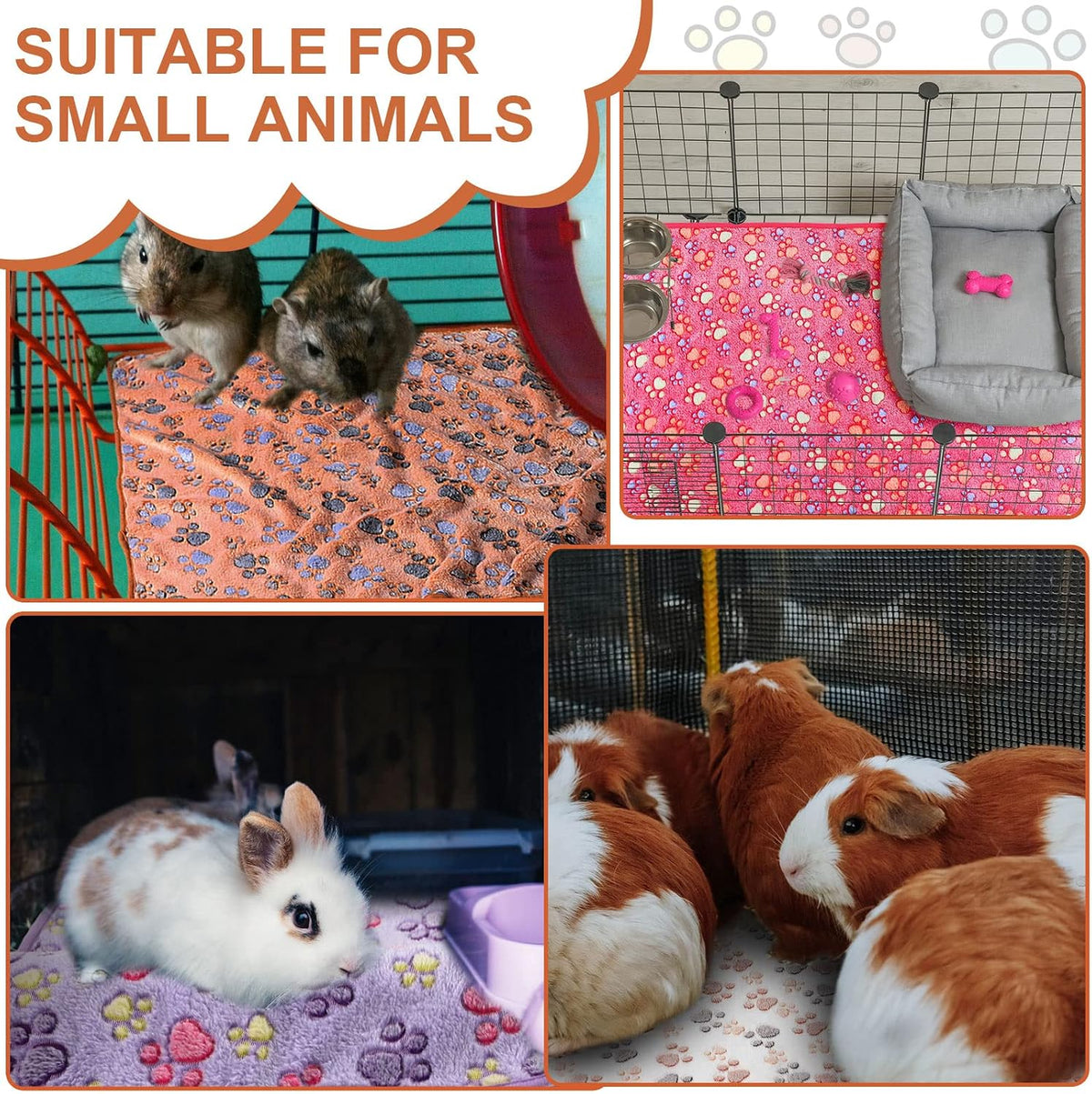 Tatuo 4 Pcs Fleece Dog Blankets for Puppy Cat, Mixed, 24 x 47 in, Paw