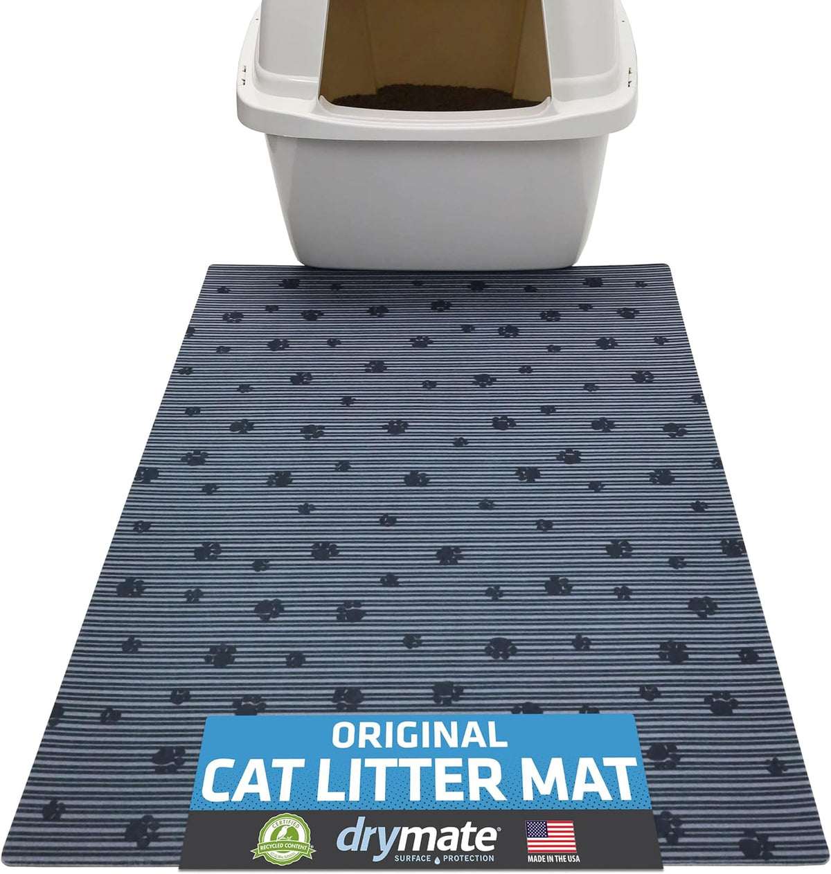 Drymate Cat Litter Box Mat, Litter Trapping Mat, Gray, 20x28 | Waterproof, Urine-Proof, Absorbent, Machine Washable, Soft on Paws, Contains Mess, Protects Floors, Kitten Supplies, USA Made