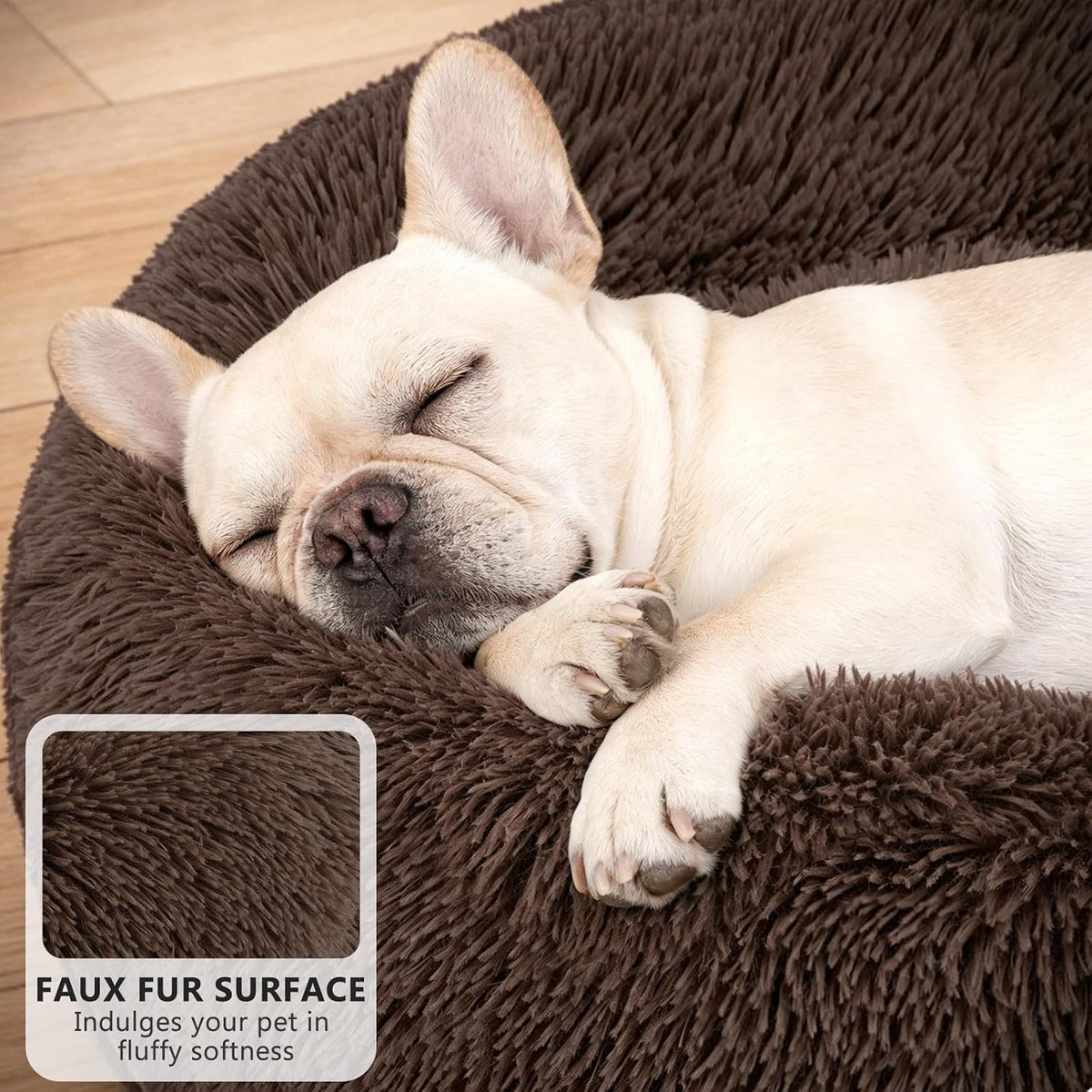 MIXJOY Orthopedic Dog Bed Comfortable Donut Cuddler Round Pet Beds Ultra Soft Washable Dog and Cat Cushion Bed (30'', Coffee)