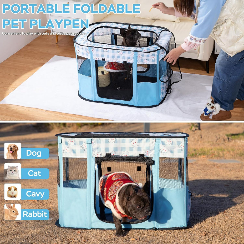 XRG Foldable Pet Playpen,Indoor Cat cage Puppy Crates M(31.5"x23.6"x21.7")