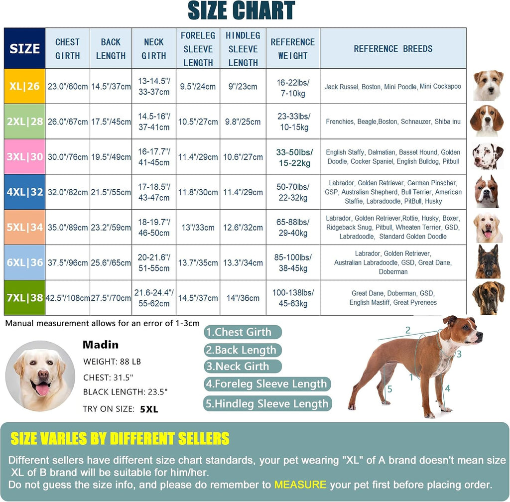 Dog Recovery Suit Full-Zipper After Post-Surgery Large Medium Dogs, Dog Bodysuit for Prevent Licking& Chewing Wounds Onesies Cone Alternative (Red, 2X-Large)