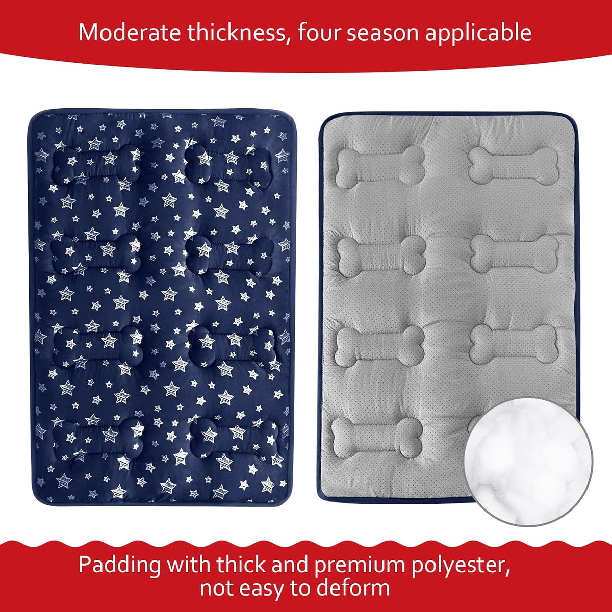 Dog Crate Pad Mat (42" X 28"), Soft Dog Bed Mat with Cute Prints