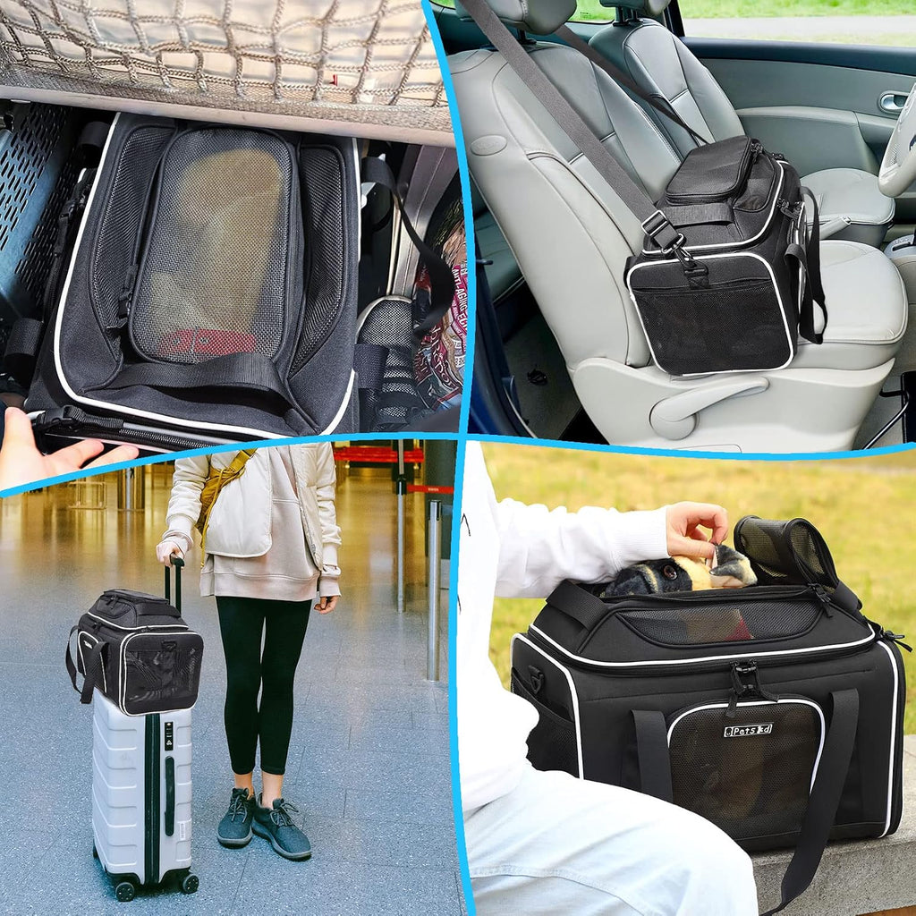 Petskd Top-Expandable Small Pet Carrier 17"x12"x8.5" Airline Approved