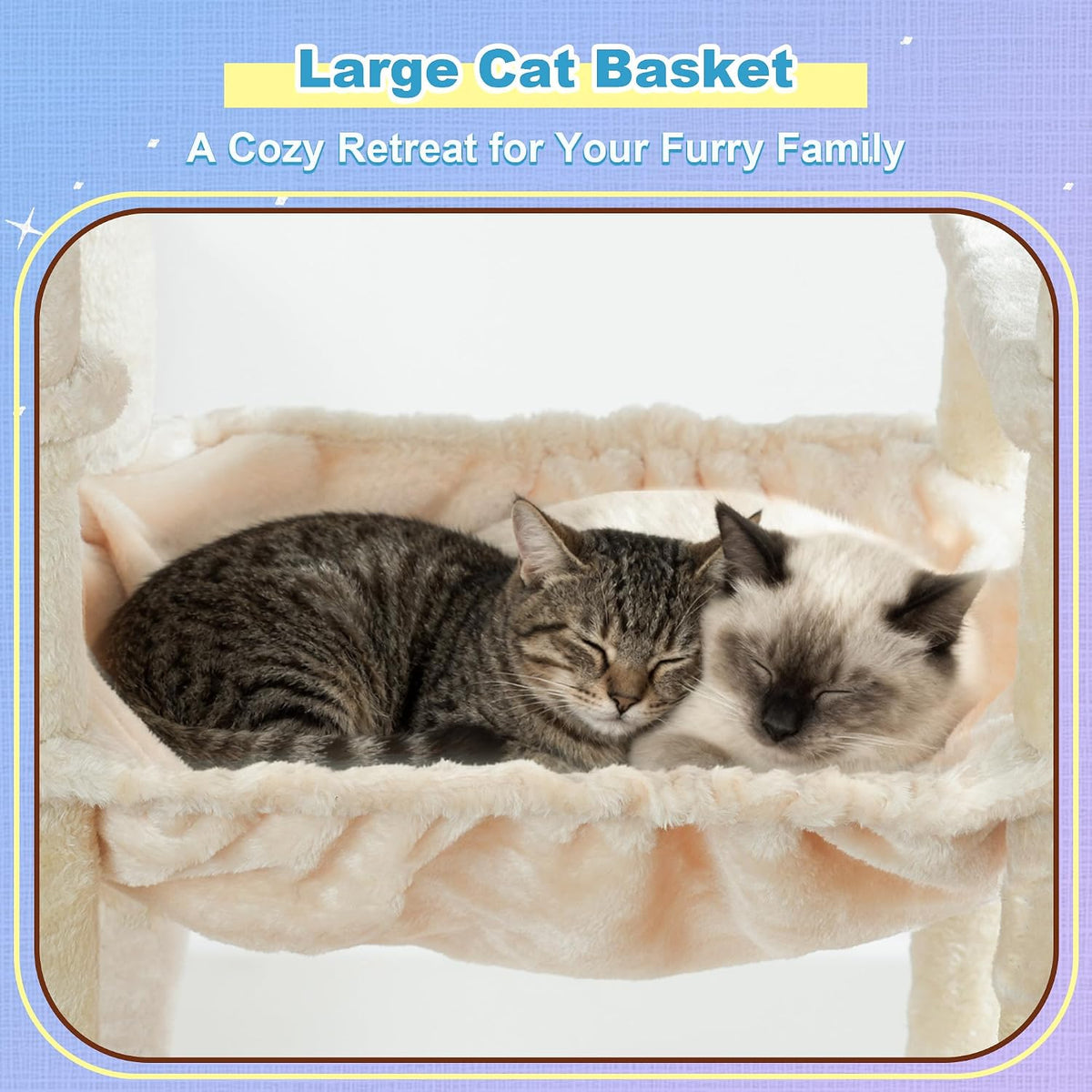 Hey-brother Cat Tree Tower with Extra Large Platform and Basket, MPJ080M