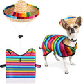Weewooday 3 Pcs Dog Sombrero Hat and Poncho Halloween Dog Costume S