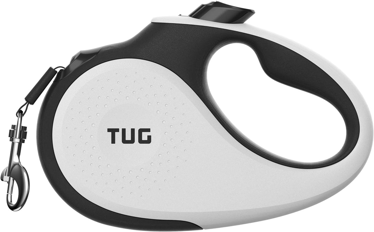 TUG Tiny Retractable Dog Leash, 10 ft (Extra Small, White)
