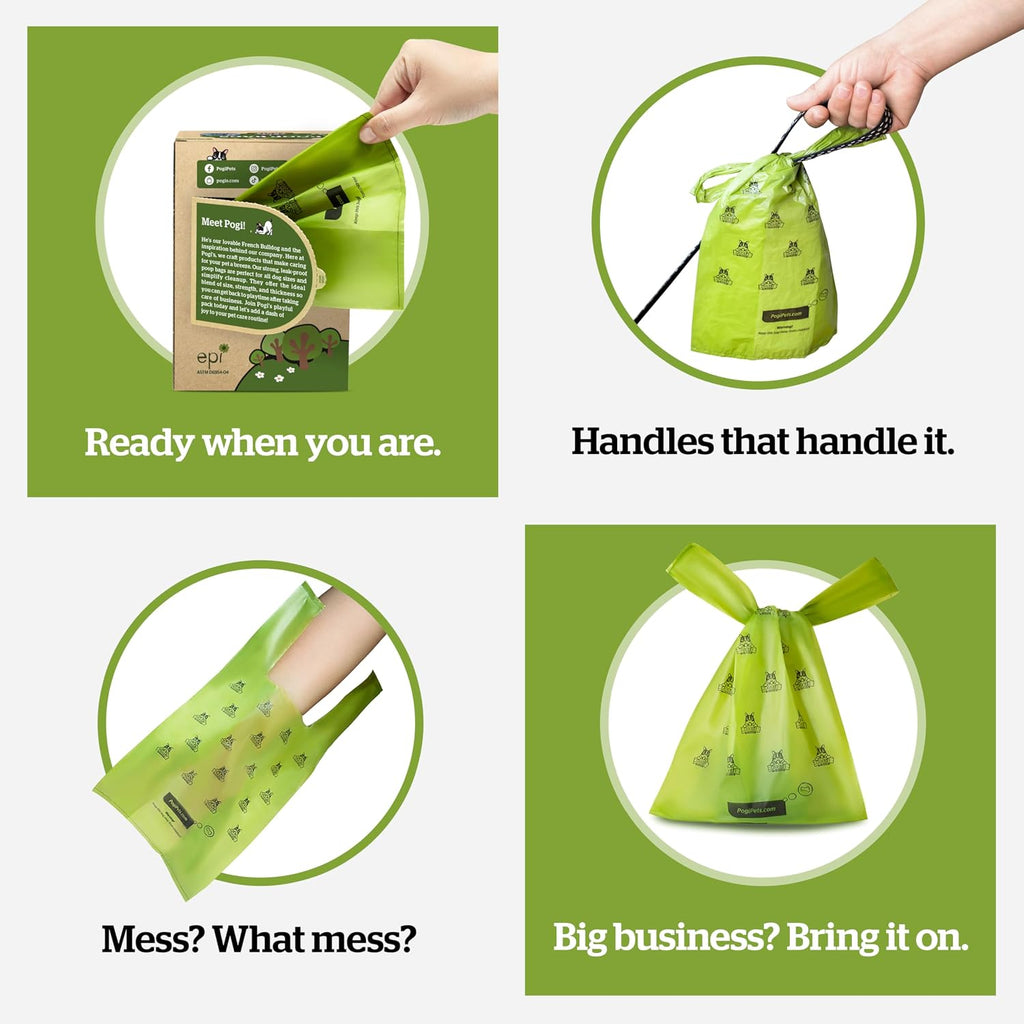 Pogi’s Dog Poop Bags with Handles – Extra-Thick, Leak-Proof, Large, Fresh Scent, 300-Count (Pack of 2)
