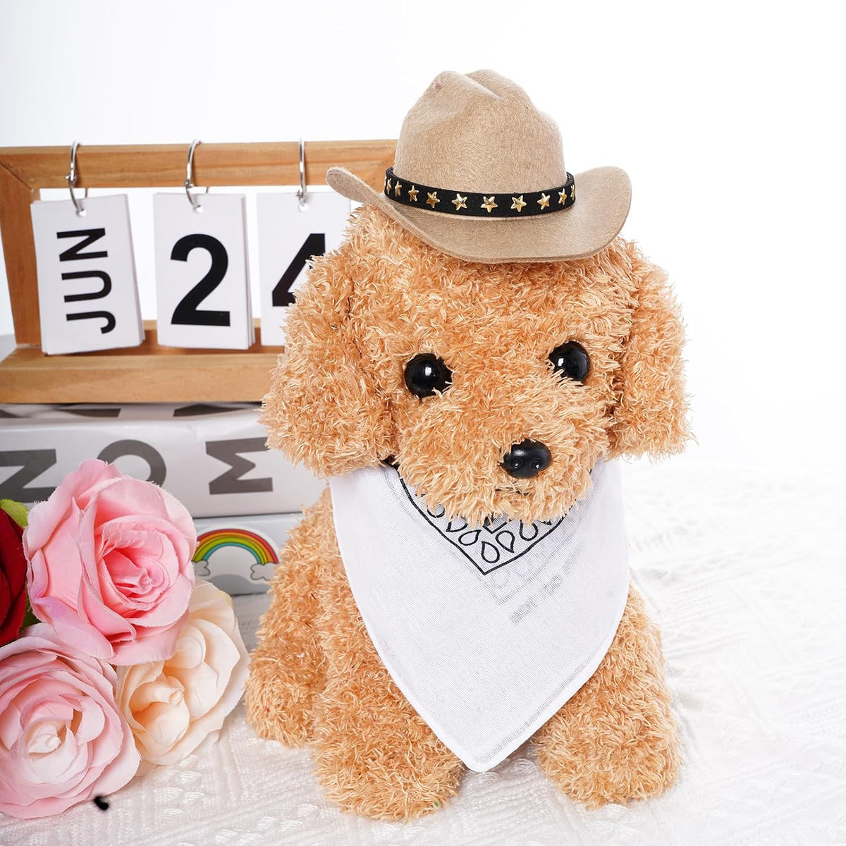 choyaxo Halloween Costumes for Dogs Cat Pet Cowboy Costume Cowboy Hat with Bandana Set for Halloween, Christmas, Holiday, Party, Cosplay (Khaki, Small)